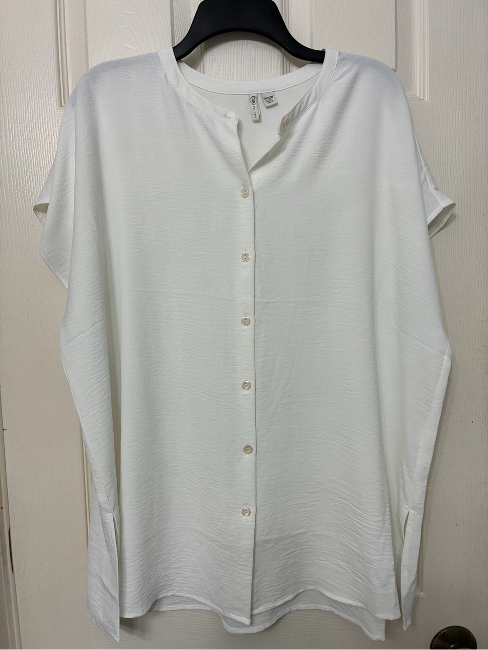 Cato White Button-Down Short Sleeve Blouse NWOT